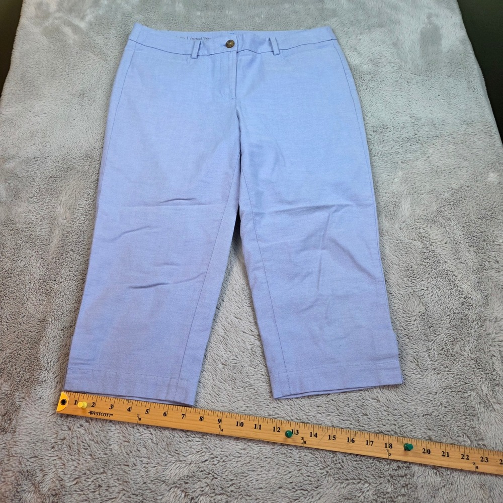Talbots Perfect Skimmer Pants Womens 8P Cropped Stretch Cotton Capri Light Blue